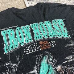 VTG Iron Horse Saloon T Shirt Sz 2XL Faded Black Bike Week 2009 Huge Graphic