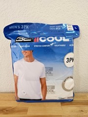 L / LARGE WHITE – 3 PACK – 32 Degrees Cool Men’s Short Sleeve T-Shirts Crew Neck