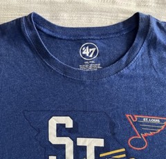 47 St Louis Blues Blue Retro Striped State Hockey Unisex T Shirt 2XL (23×29)