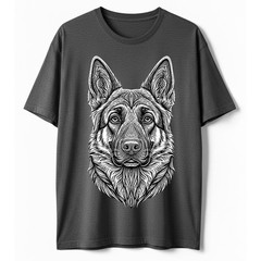 Artistic German Shepherd T-Shirt Line Art Dog Lover GSD Portrait Graphic Tee