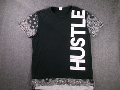 Isaac Morris Shirt Mens XXL Black HUSTLE Graphic Bandana Short Sleeve Hem