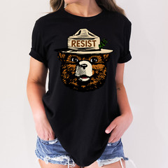 RESIST SMOKEY THE BEAR FASCISM ANTI TRUMP MAGA Political T-Shirt