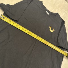 True Religion Shirt Mens Medium Black Metallic Gold Buddha Graphic Tee T-Shirt