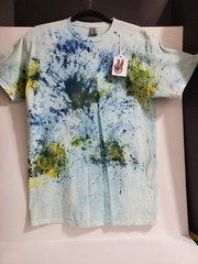 Hand Painted T-shirt, Unisex Medium, Splash Design Front & Back, Light Blue