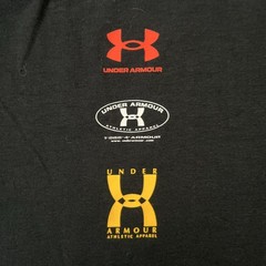 Under Armour Mens XL T Shirt Black Yellow Orange Split Graphic