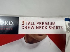 Stafford Mens XL TALL White Crew Neck T-Shirts 3 Pack Heavyweight Cotton 2XLT