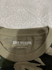 True Religion Men’s Size L Green Camo Arch Logo Crew Neck Tee $69 NWT #106190