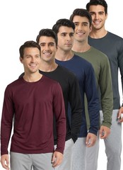 5 Pack Mens Long Sleeve T Shirts Sport Casual Construction Work Tee Running C…