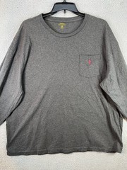 Polo Ralph Lauren Shirt Mens 2XB Big Gray Long Sleeve T Shirt Sweatshirt Pocket