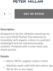 NEW PETER MILLAR, MENS SIZE XL, LAVA WASH ‘CLAY ROSE’ POCKET T-SHIRT-MSRP $65.00
