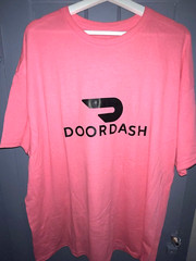 DoorDash Front & Back Food Delivery Driver NEON PINK Short Sleeve 2XL Shirt RARE