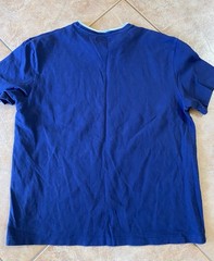 Vintage Blue Polo Ralph Lauren Crew Neck Shirt With White Contrast Collar Pony!