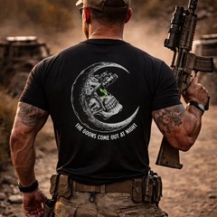 The Goons Come Out At Night Skull Graphic, Tactical Military Style Mens, Badass