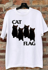 NEW CAT FLAG Black Flag Band Short Sleeve White All Size S-5XL Shirt OB924