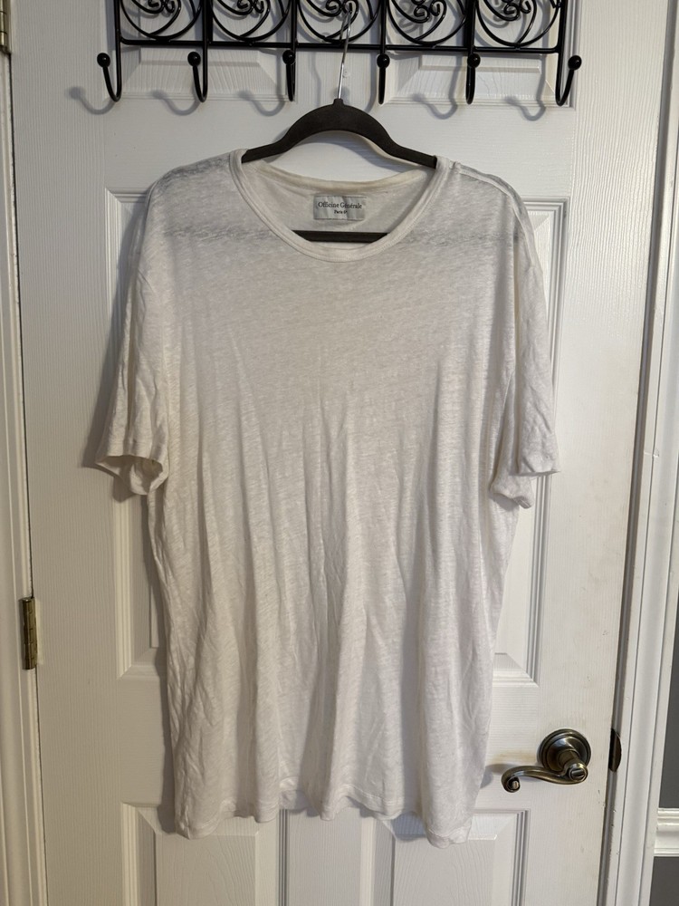 Officine Générale Ivory Linen Tee Shirt ~ XL ~ Made In Portugal ~ Mint!
