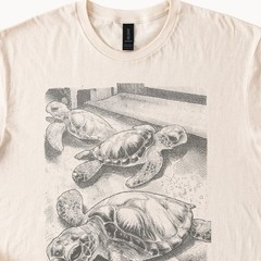 Vintage Sea Turtle Graphic Tee Natural Retro Ocean Wildlife Art