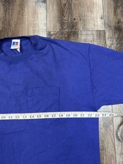 Vintage Russell Athletic T-Shirt Large Royal Blue High Cotton Pocket 90s