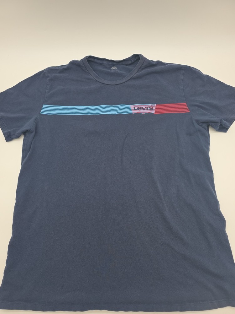 Levis T-Shirt Mens Medium Blue Spell Out Men .#37598
