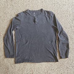 Mack Weldon Henley Shirt Men’s XL Gray Long Sleeve Casual Everyday Pima Cotton