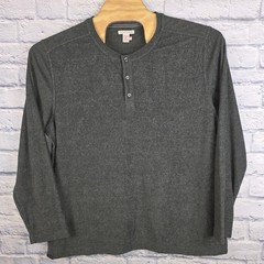 Carbon 2 Cobalt Men Green Gray Heather Long Sleeve Henley Shirt Cotton Blend XL