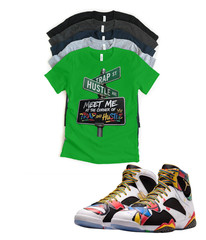 Custom Printed Shirt to Match Jordan 7 Retro Miro Trap Hustle Custom Sneaker Tee