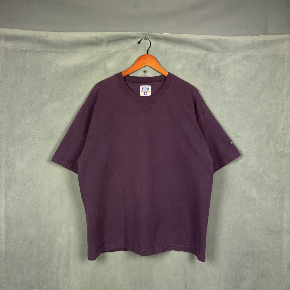 Vintage Russell Athletic t shirt Mens Size Large Faded Purple Pro Cotton USA