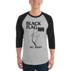 BLACK FLAG – “MY RULES” 3/4 Raglan Shirt 80s HC Punk Rock Summer C@@L!