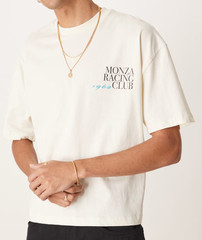 ASOS Design Men’s Boxy Oversized T-shirt Front & Back Print Off White Sz XL NWT