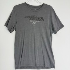 Icebreaker Merino Wool Graphic T Shirt Gray Size M Men’s Cycling Running Base