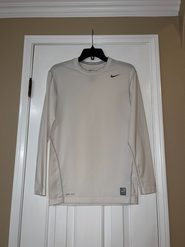 Nike Pro Combat Dri-Fit Men’s Size XL White Compression Training Gym Long Sleeve