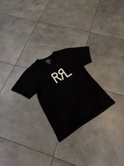 Double RL Ralph Lauren Graphic T Shirt Black Cotton Size M