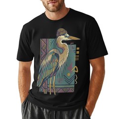 Hipster Heron Bird T-Shirt Beanie Hat Geometric Abstract Art Nature Gift