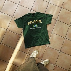 Brasil Rio Classic T Shirt, Original Brasil Forest Green Top
