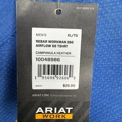 Ariat Rebar Workman 360 Airflow Pocket T Shirt Men’s XL Campanula Heather NWT