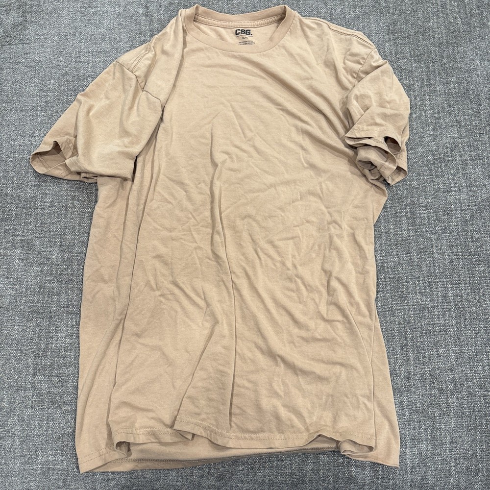 CSG Beige Cotton Crew Neck Men’s Short Sleeve T-Shirt Size M