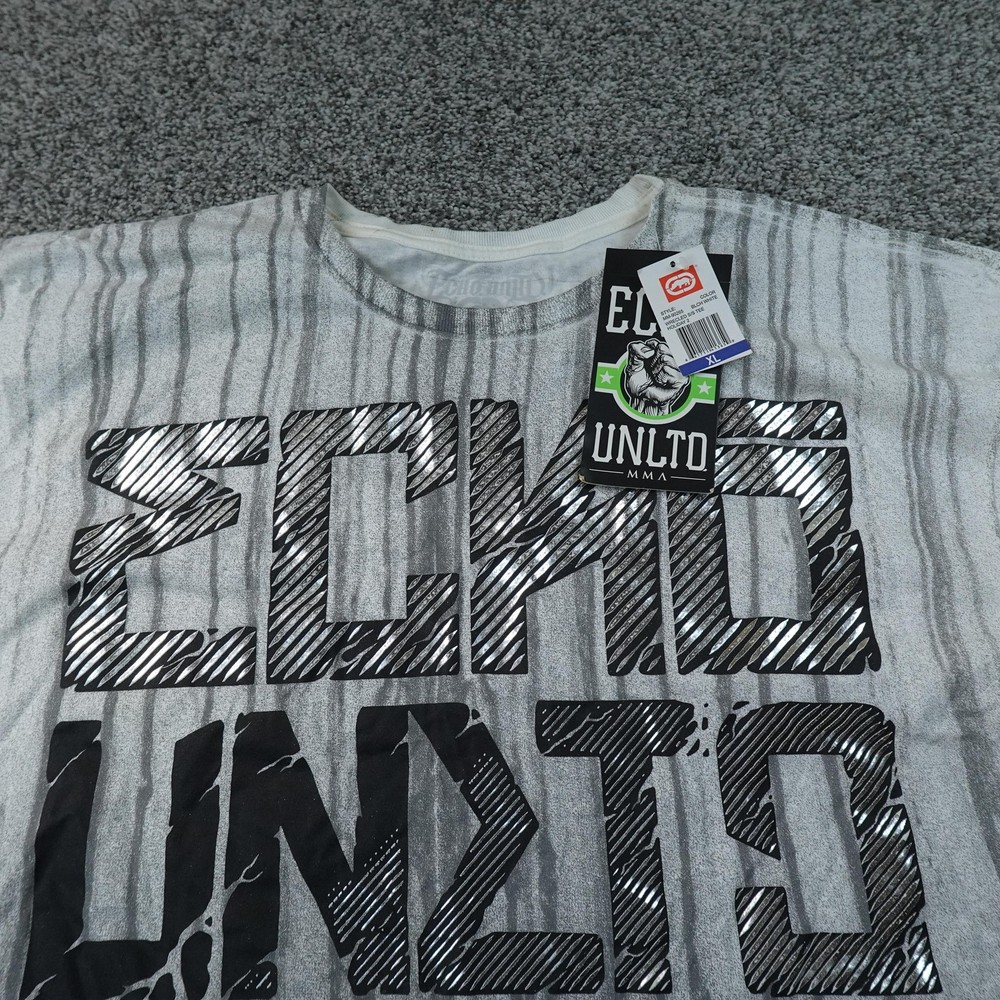 NEW Ecko Unltd Shirt Mens XL Gray MMA Graphic Short Sleeve Tee T-Shirt Y2K 00s