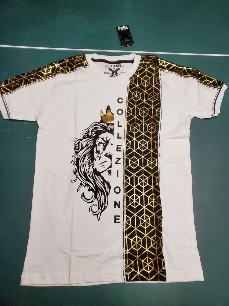 Men’s Bucheli Slim Fit White Cotton/Lycra Stretch Fashion Tee Free Ship