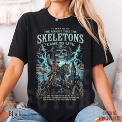 Skeleton Cowboy Shirt, Western Horror Graphic Tee, Night Skeletons Came To Life