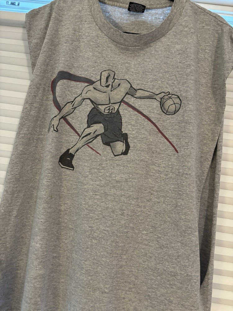 VTG AND1 Shirt Men Sz L Gray Tank Player Logo Sleeveless Tee Basketball Made USA