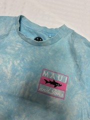 Maui and Sons Vintage Graphic Tee Aqua Blue Size Small Long Sleeve Mineral Wash