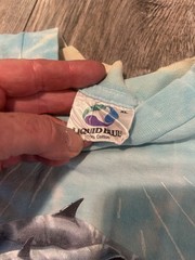 VINTAGE Liquid Blue Ocean Shirt XL Tie Dye All Over Print Nature Dolphin 1990
