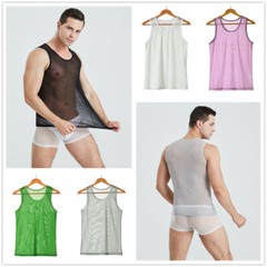 Mesh See-through Men’s Sexy Sleeveless Sport Vest Tank Top Sleepwear Sportswear