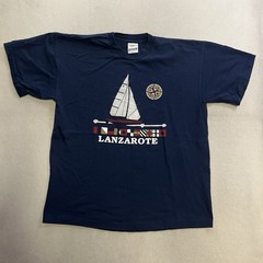 Vintage 90s Single Stitch Lanzarote T-Shirt Men’s Size XL Blue Screen Stars Tee