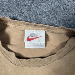 Vintage Nike Shirt Mens Small Brown Big Logo Spellout Graphic Tee Made USA 90s