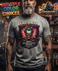 Laconia Motorcycle Week 2026 Shirt 103rd Anniversary Bike Week NH Skull Flames