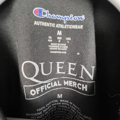 CHAMPION QUEEN Official Merch Graphic T-Shirt Medium Black Freddie Mercury Band