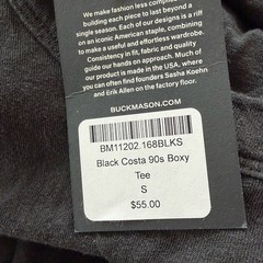 Buck Mason Costa 90s Boxy Tee T New Mens Small Black Cotton Short Sleeve USA