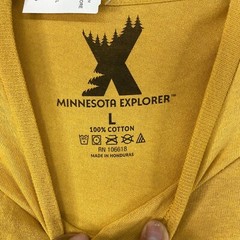 Minnesota Explorer Shirt Mens Size Large Yellow Short Sleeve 100% Cotton New