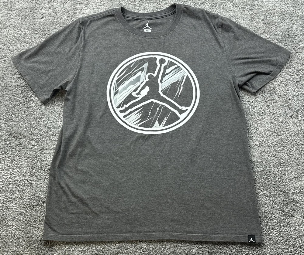 Jordan Shirt Mens Medium Gray Jumpman Logo Graphic Tee Basketball 581418-07F