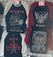 Triumph Raglan Shirts Rock & Roll Machine Reloaded 2026 Tour Band Bundle Reprint